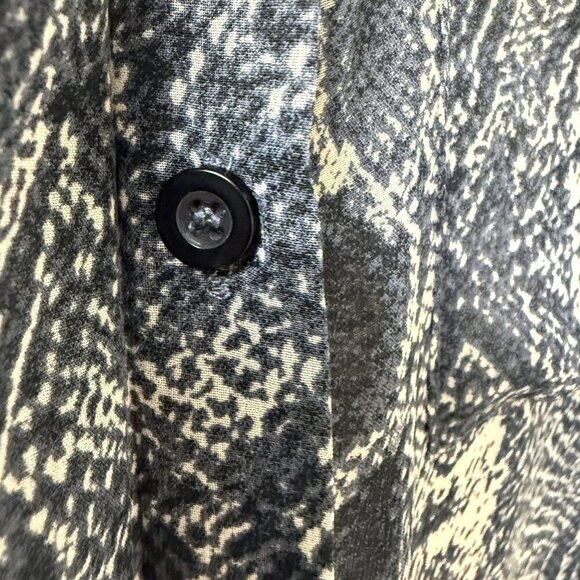 Vintage Havana Gray Snake Print Blouse Large Sheer Button Up Womens Top - Picture 8 of 12